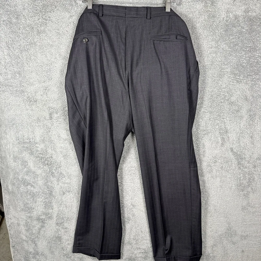Ralph Lauren Suit Men 41R 34x30 2 Piece Cuff Wool Pinstripe Blazer Slacks